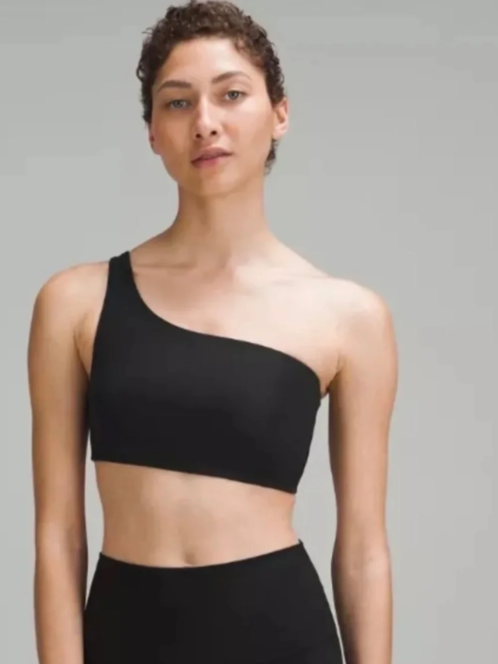 Lululemon Ribbed Nulu Asymmetrical Yoga Bra in Black